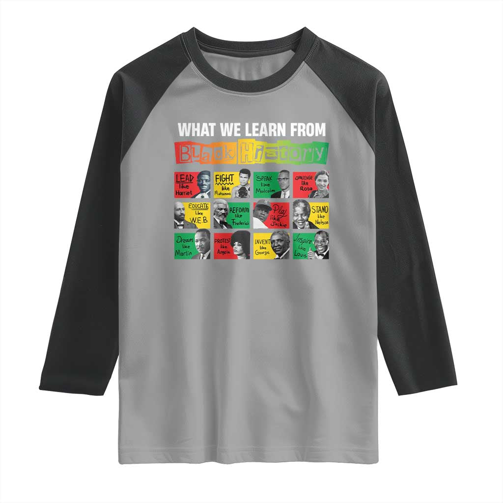 What We Learn From Black History Raglan Shirt TS09 Sport Gray Black Print Your Wear