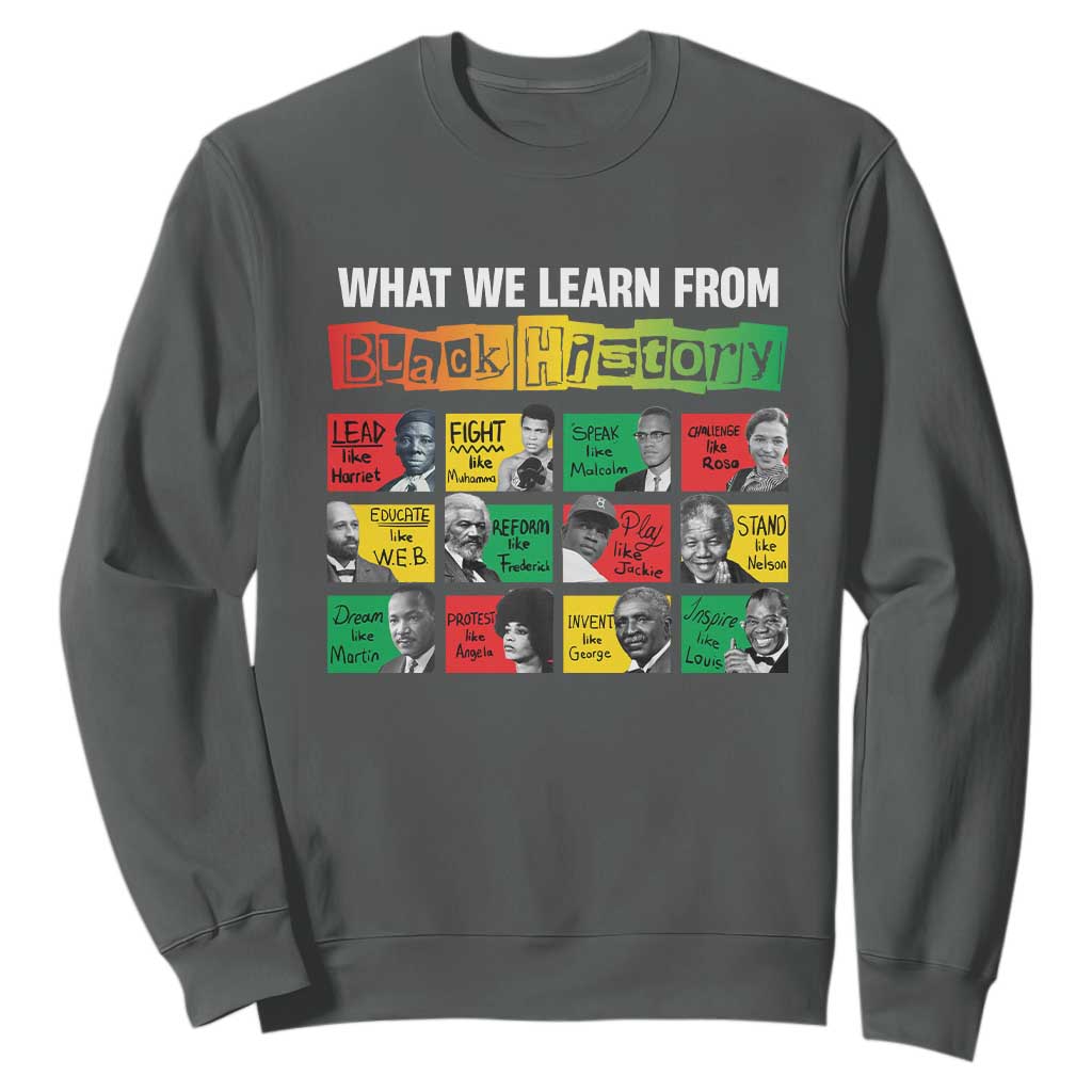What We Learn From Black History Sweatshirt TS09 Dark Heather Print Your Wear