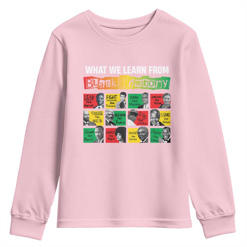 What We Learn From Black History Youth Sweatshirt TS09 Light Pink Print Your Wear