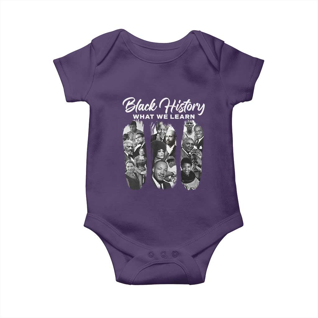 What We Learn From Black History Baby Onesie Martin Malcolm Harriet Angela Rosa Frederick TS09 Purple Print Your Wear
