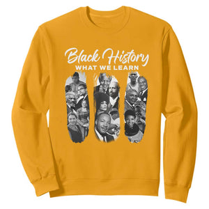What We Learn From Black History Sweatshirt Martin Malcolm Harriet Angela Rosa Frederick TS09 Gold Print Your Wear