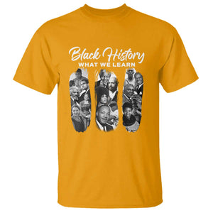 What We Learn From Black History T Shirt Martin Malcolm Harriet Angela Rosa Frederick TS09 Gold Print Your Wear
