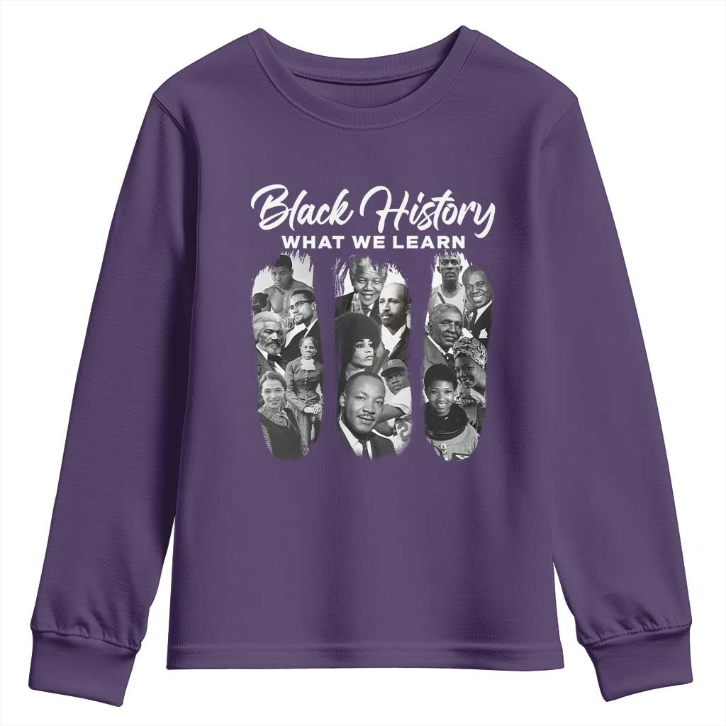 What We Learn From Black History Youth Sweatshirt Martin Malcolm Harriet Angela Rosa Frederick TS09 Purple Print Your Wear