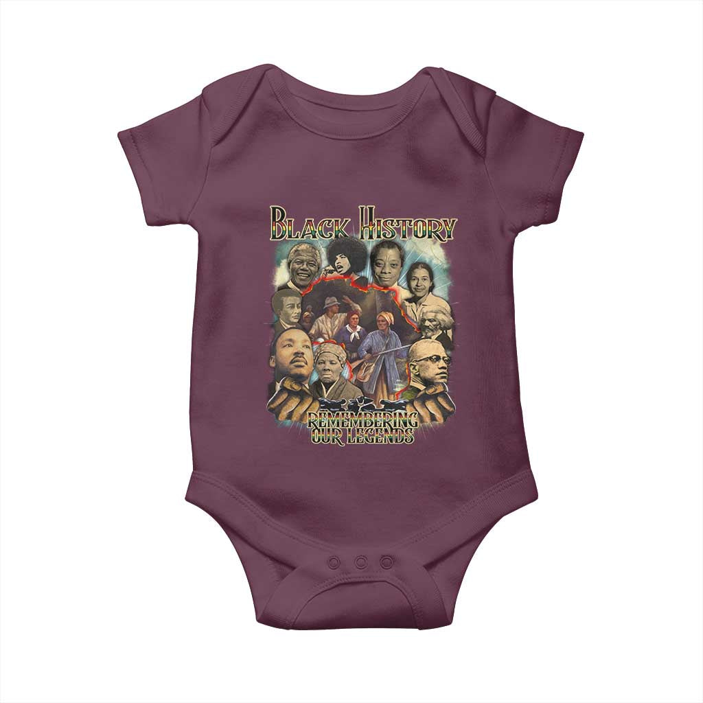 Black History Baby Onesie Remembering Our Legends Martin Malcolm Harriet Rosa Frederick TS09 Maroon Print Your Wear