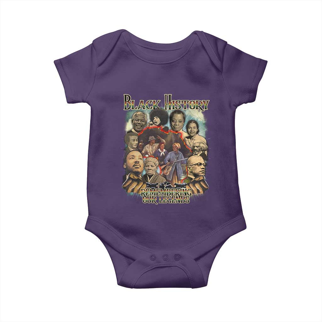 Black History Baby Onesie Remembering Our Legends Martin Malcolm Harriet Rosa Frederick TS09 Purple Print Your Wear