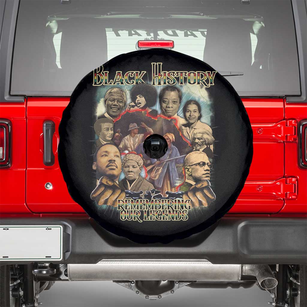 Black History Spare Tire Cover Remembering Our Legends Martin Malcolm Harriet Rosa Frederick TS09 Black Print Your Wear