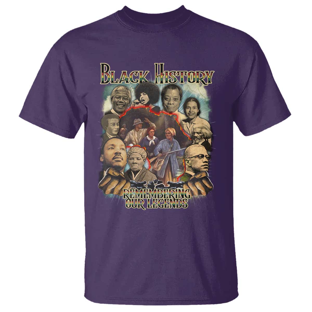 Black History T Shirt Remembering Our Legends Martin Malcolm Harriet Rosa Frederick TS09 Purple Print Your Wear