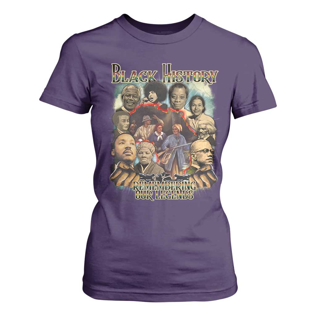 Black History T Shirt For Women Remembering Our Legends Martin Malcolm Harriet Rosa Frederick TS09 Purple Print Your Wear