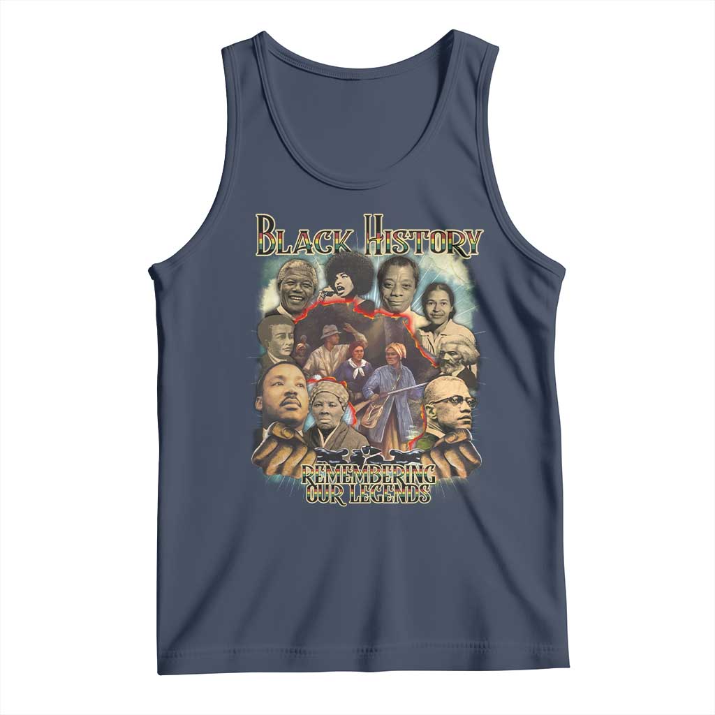 Black History Tank Top Remembering Our Legends Martin Malcolm Harriet Rosa Frederick TS09 Navy Print Your Wear