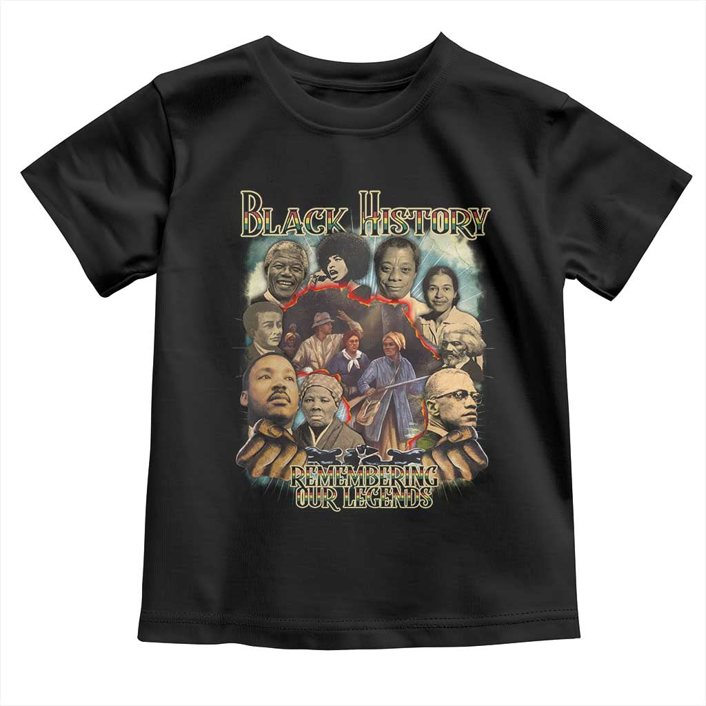 Black History Toddler T Shirt Remembering Our Legends Martin Malcolm Harriet Rosa Frederick TS09 Black Print Your Wear