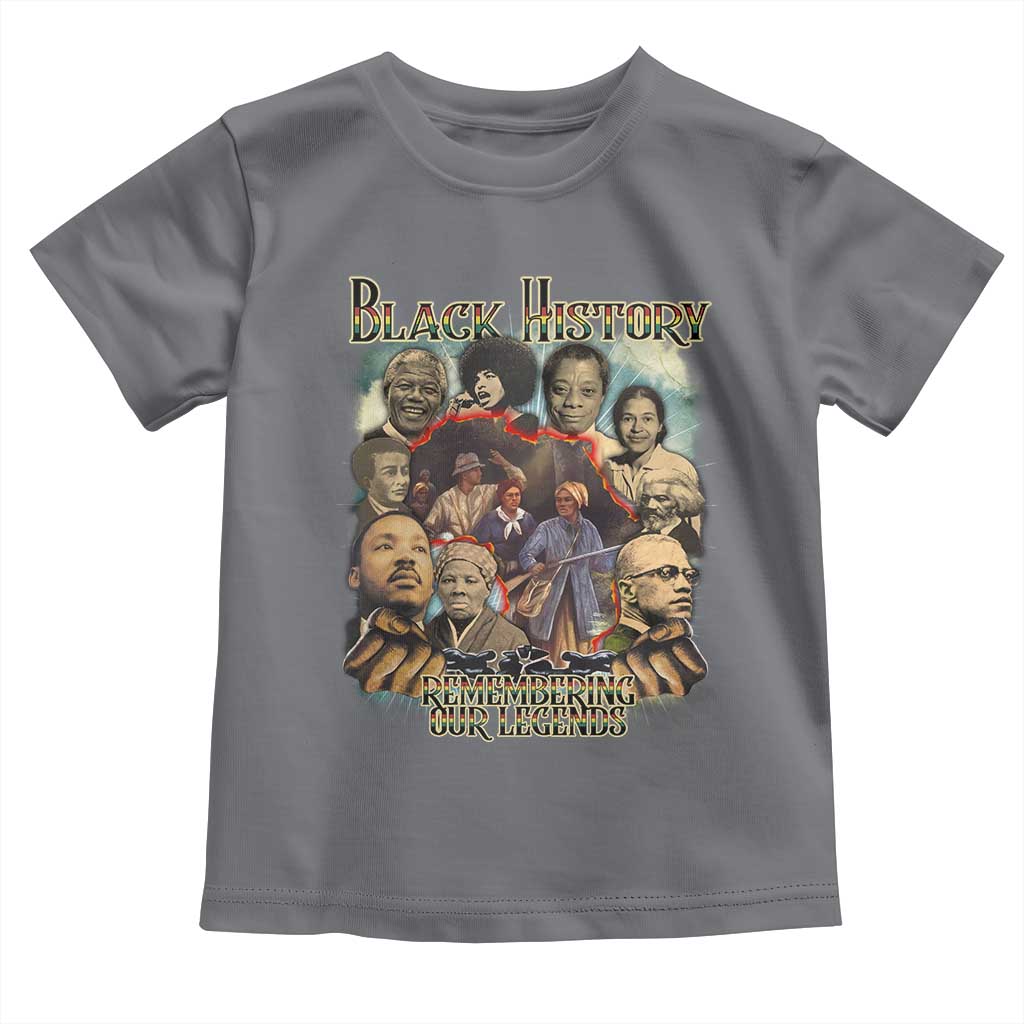 Black History Toddler T Shirt Remembering Our Legends Martin Malcolm Harriet Rosa Frederick TS09 Charcoal Print Your Wear