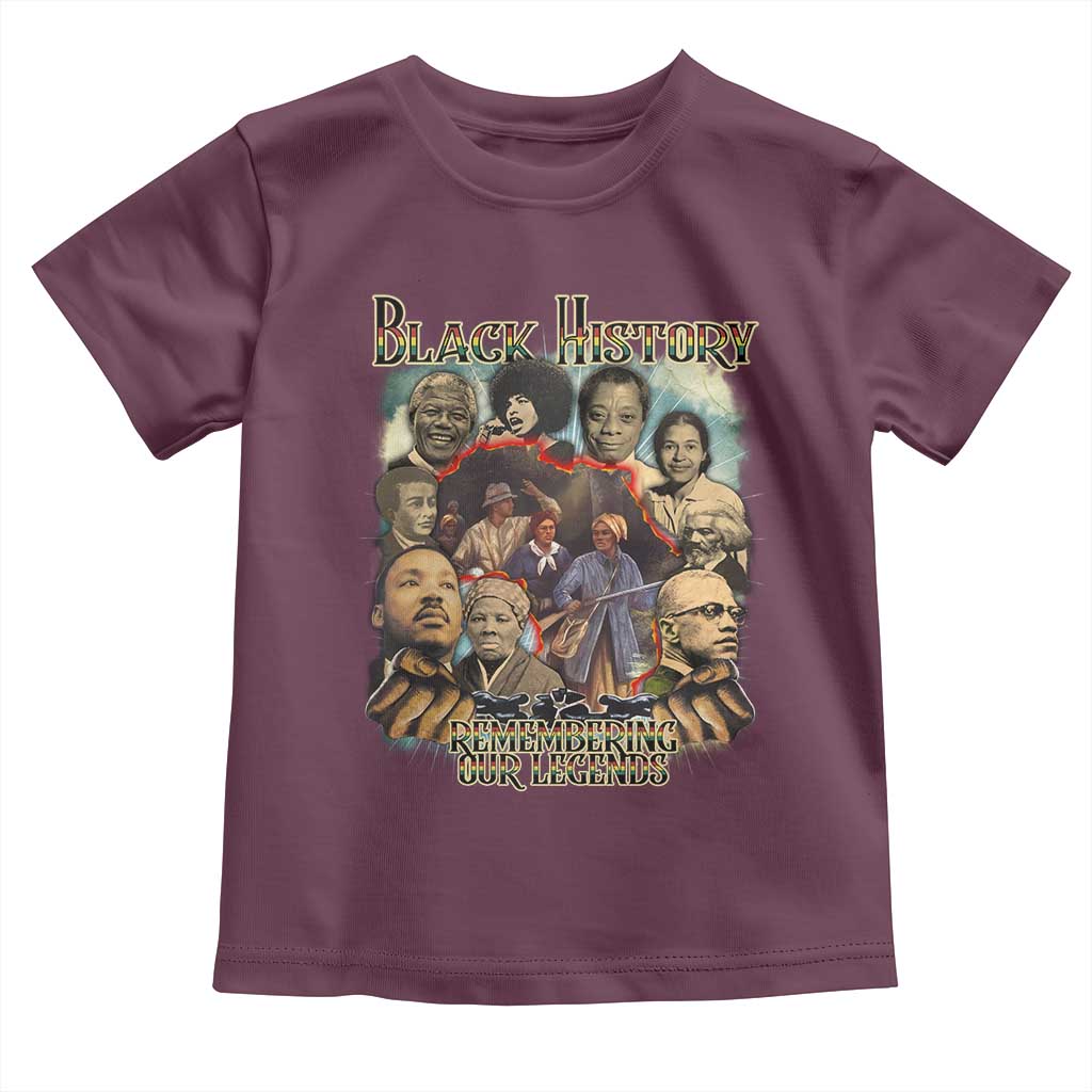 Black History Toddler T Shirt Remembering Our Legends Martin Malcolm Harriet Rosa Frederick TS09 Maroon Print Your Wear
