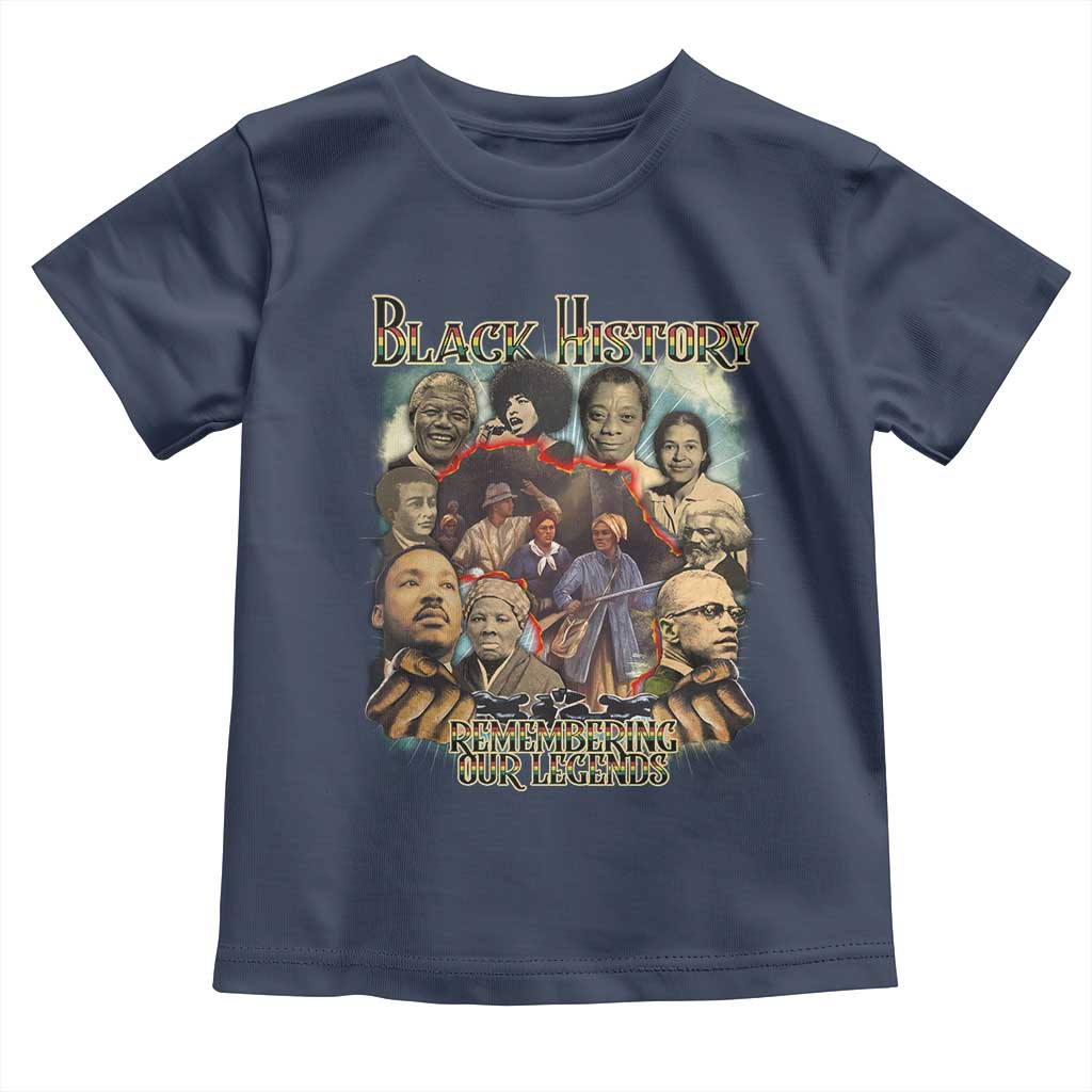 Black History Toddler T Shirt Remembering Our Legends Martin Malcolm Harriet Rosa Frederick TS09 Navy Print Your Wear
