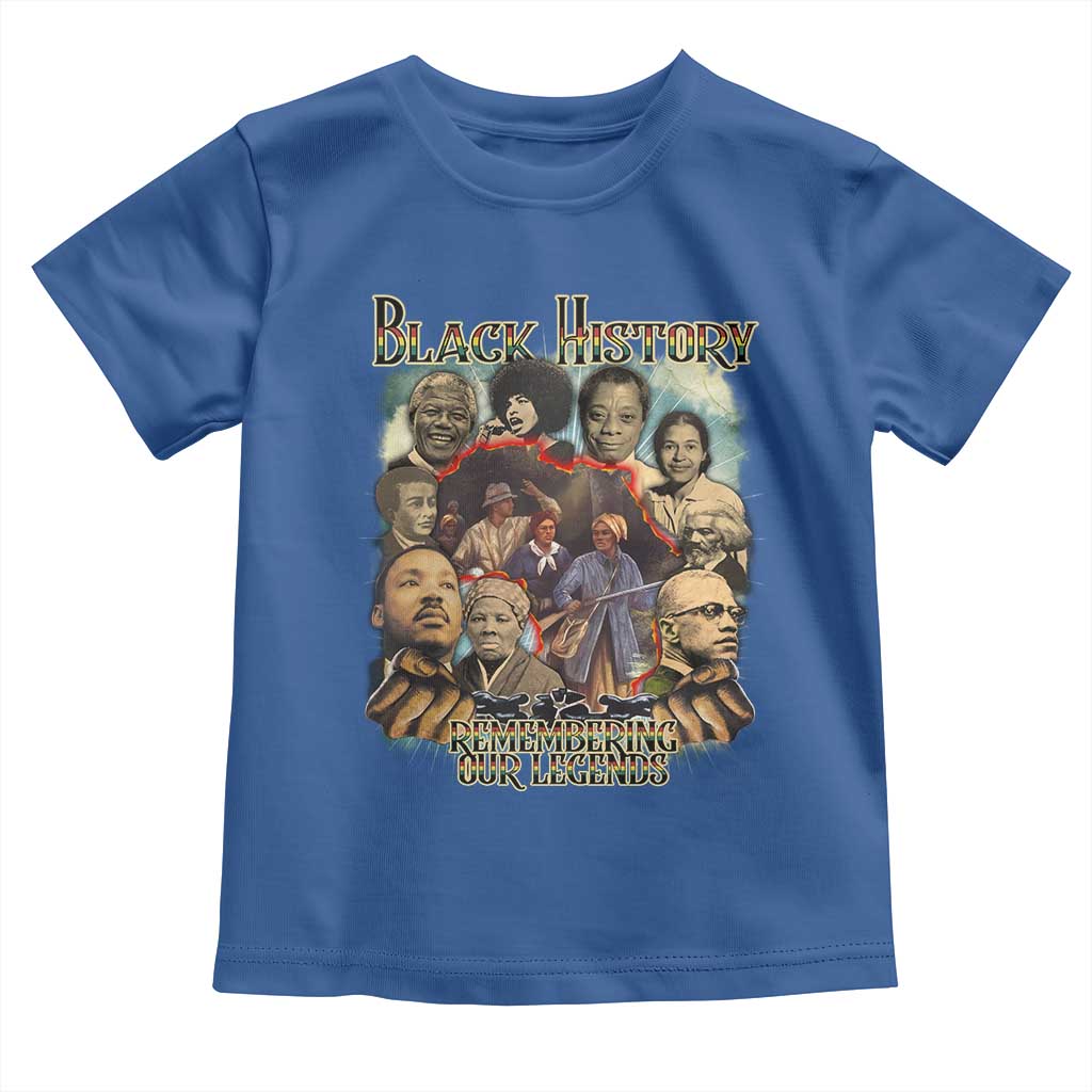 Black History Toddler T Shirt Remembering Our Legends Martin Malcolm Harriet Rosa Frederick TS09 Royal Blue Print Your Wear