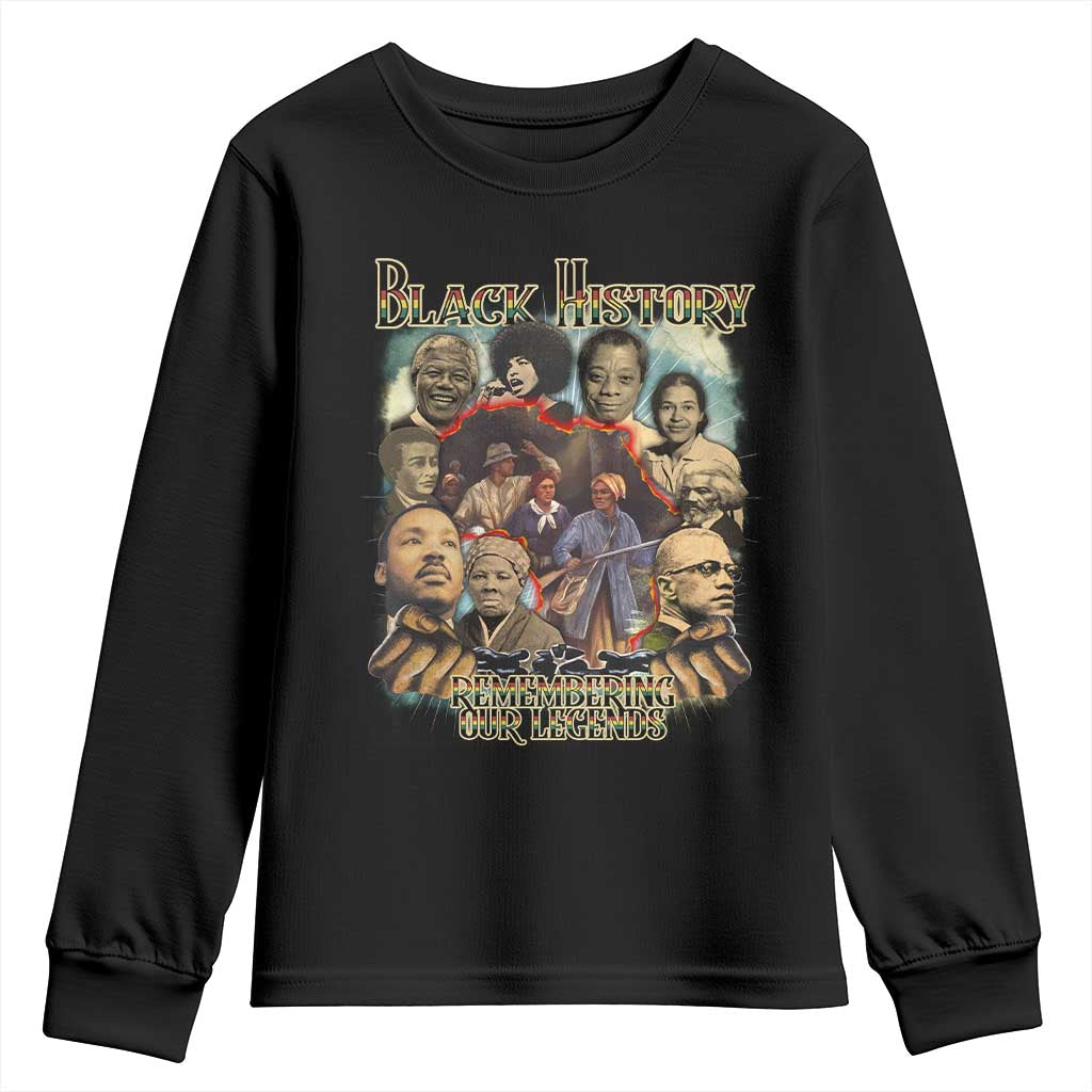 Black History Youth Sweatshirt Remembering Our Legends Martin Malcolm Harriet Rosa Frederick TS09 Black Print Your Wear