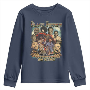 Black History Youth Sweatshirt Remembering Our Legends Martin Malcolm Harriet Rosa Frederick TS09 Navy Print Your Wear