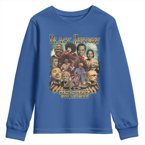 Black History Youth Sweatshirt Remembering Our Legends Martin Malcolm Harriet Rosa Frederick TS09 Royal Blue Print Your Wear