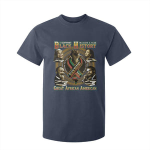 Support Black History 365 Days A Year T Shirt For Kid Martin MLK Malcolm X Kamala Harris Rosa Parks TS09 Navy Print Your Wear