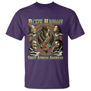 Support Black History 365 Days A Year T Shirt Martin MLK Malcolm X Kamala Harris Rosa Parks TS09 Purple Print Your Wear