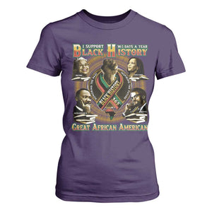 Support Black History 365 Days A Year T Shirt For Women Martin MLK Malcolm X Kamala Harris Rosa Parks TS09 Purple Print Your Wear
