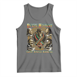 Support Black History 365 Days A Year Tank Top Martin MLK Malcolm X Kamala Harris Rosa Parks TS09 Black Heather Print Your Wear