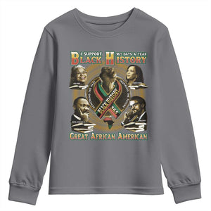 Support Black History 365 Days A Year Youth Sweatshirt Martin MLK Malcolm X Kamala Harris Rosa Parks TS09 Charcoal Print Your Wear