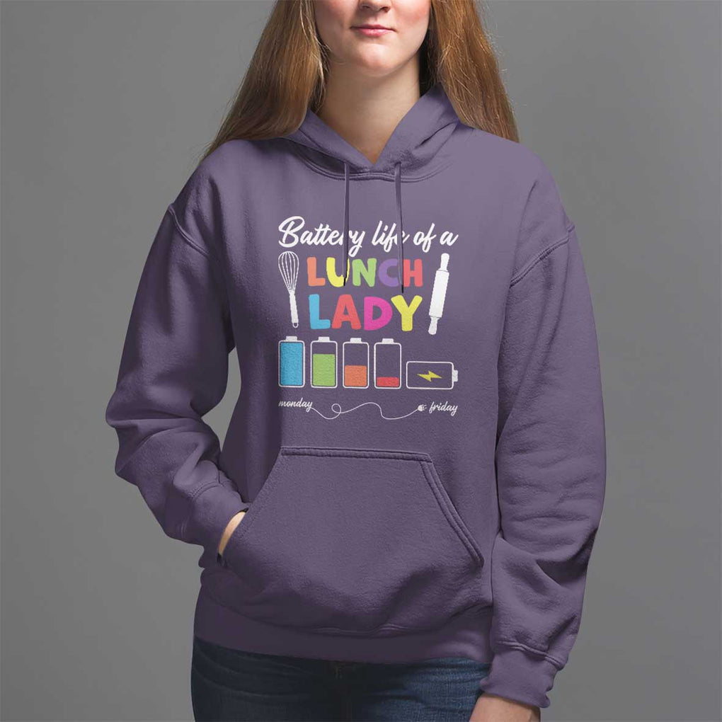 Funny Battery Life Of A Lunch Lady Hoodie TS09 Purple Print Your Wear