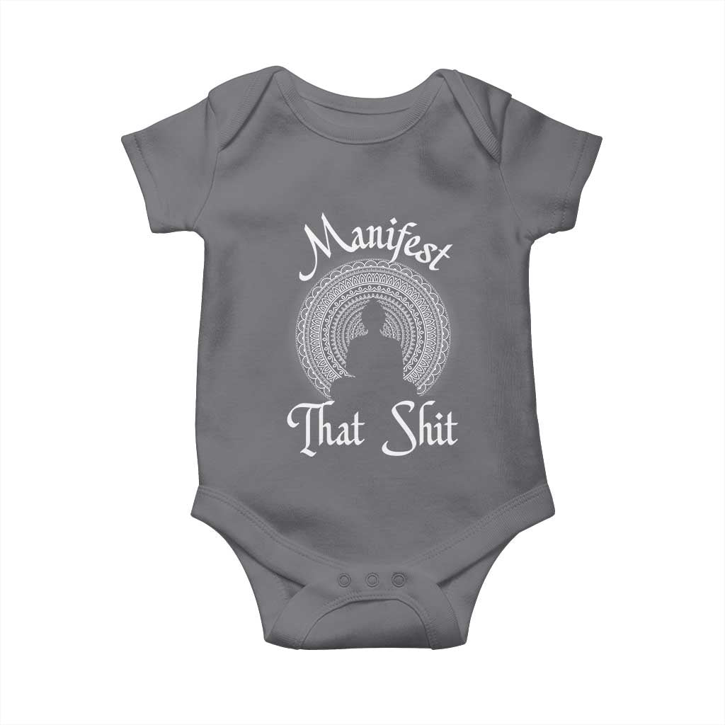 Law Of Attraction Baby Onesie Manifest That Shit TS09 Charcoal Print Your Wear