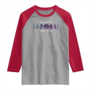 Manifest That Shit Raglan Shirt Law Of Attraction Manifesting TS09 Sport Gray Red Print Your Wear