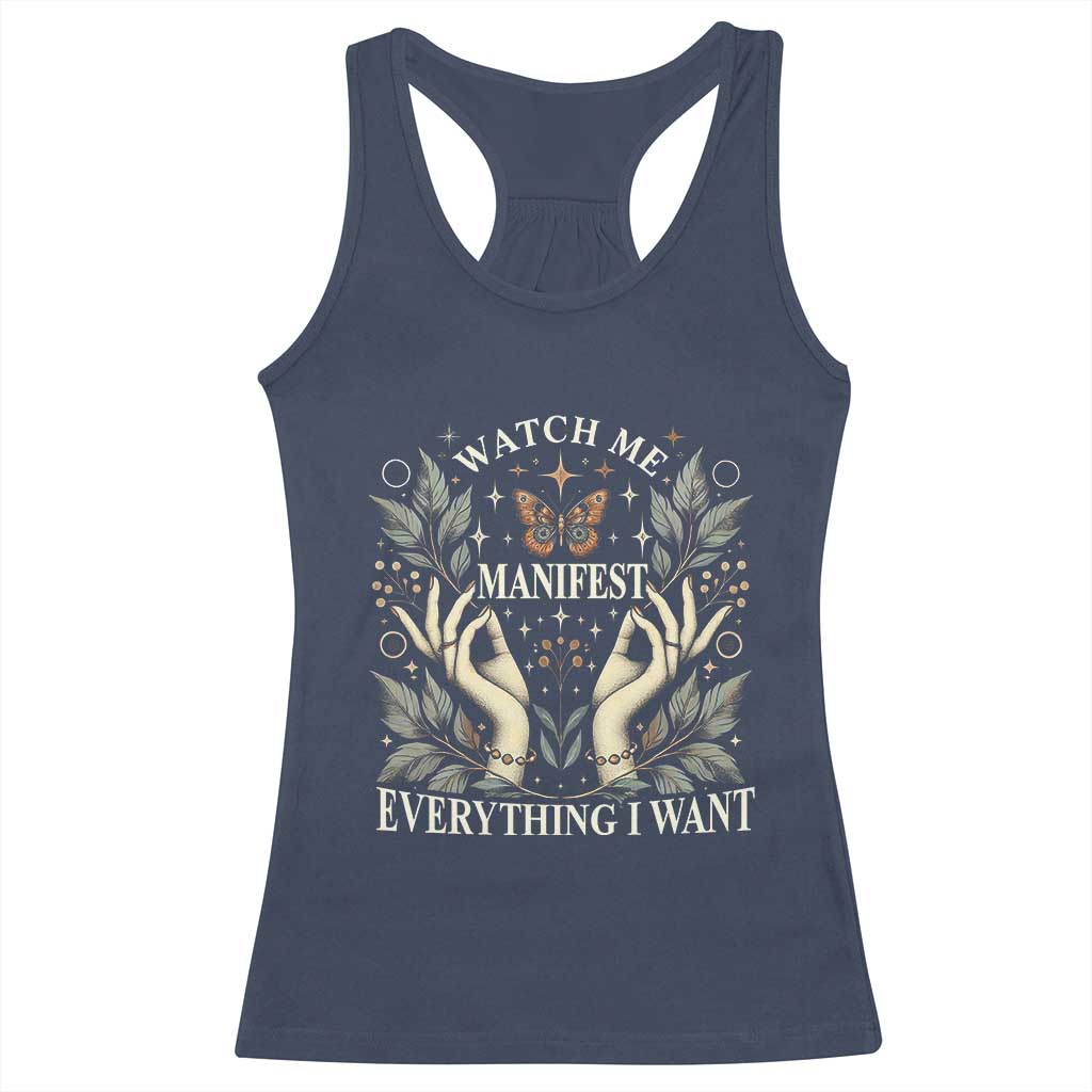 Watch Me Manifest Racerback Tank Top Manifesting Manifestation Everything I Want TS09 Navy Print Your Wear