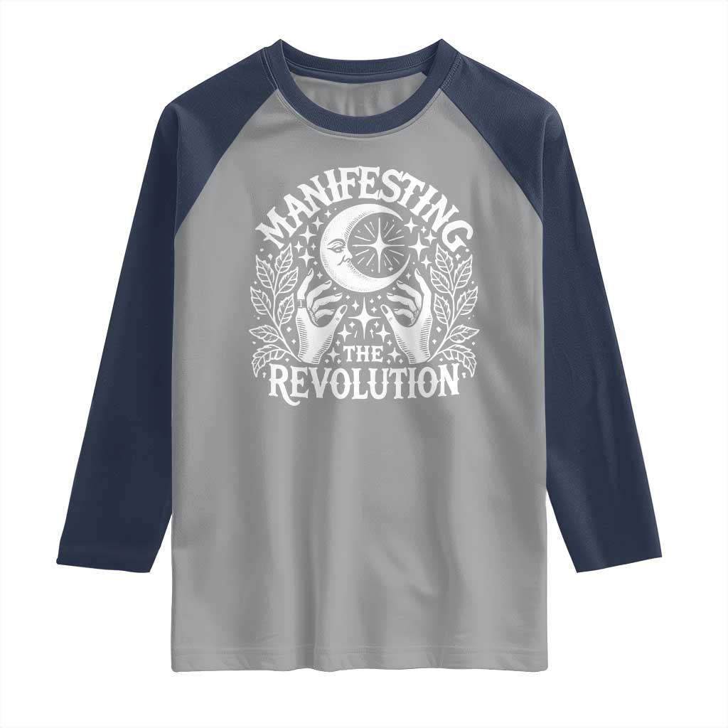 Manifesting The Revolution Raglan Shirt TS09 Sport Gray Navy Print Your Wear
