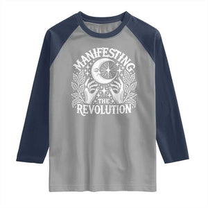 Manifesting The Revolution Raglan Shirt TS09 Sport Gray Navy Print Your Wear