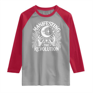 Manifesting The Revolution Raglan Shirt TS09 Sport Gray Red Print Your Wear