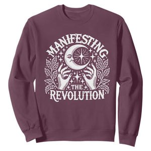 Manifesting The Revolution Sweatshirt TS09 Maroon Print Your Wear