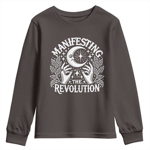 Manifesting The Revolution Youth Sweatshirt TS09 Dark Chocolate Print Your Wear