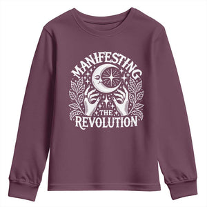Manifesting The Revolution Youth Sweatshirt TS09 Maroon Print Your Wear