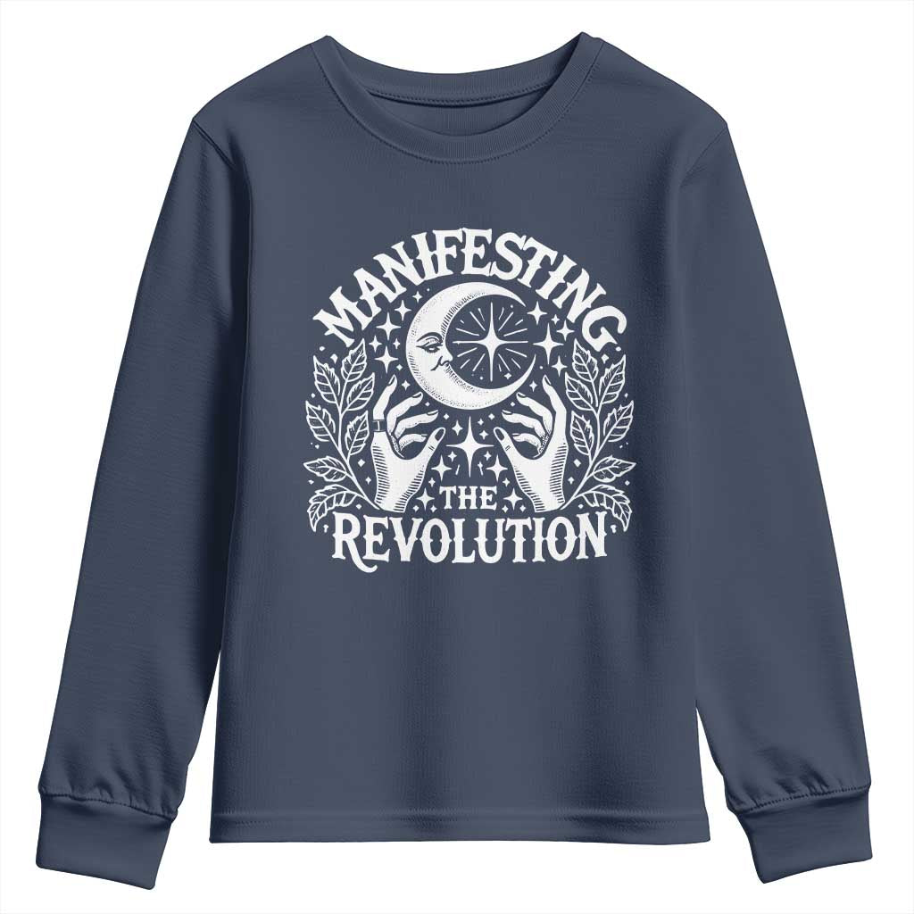 Manifesting The Revolution Youth Sweatshirt TS09 Navy Print Your Wear