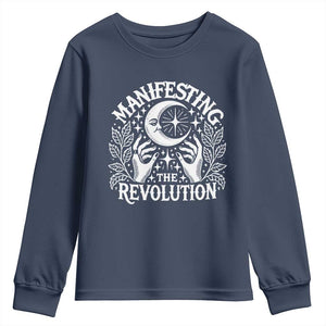 Manifesting The Revolution Youth Sweatshirt TS09 Navy Print Your Wear