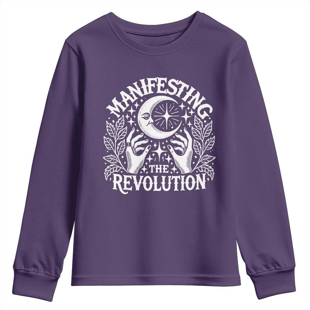 Manifesting The Revolution Youth Sweatshirt TS09 Purple Print Your Wear