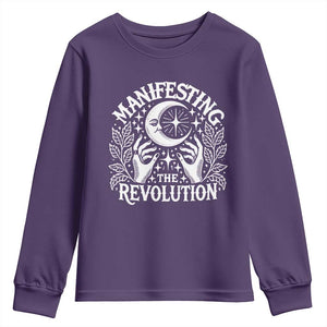 Manifesting The Revolution Youth Sweatshirt TS09 Purple Print Your Wear