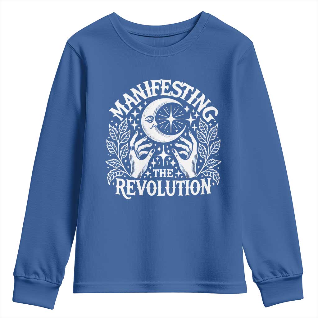 Manifesting The Revolution Youth Sweatshirt TS09 Royal Blue Print Your Wear