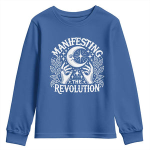 Manifesting The Revolution Youth Sweatshirt TS09 Royal Blue Print Your Wear