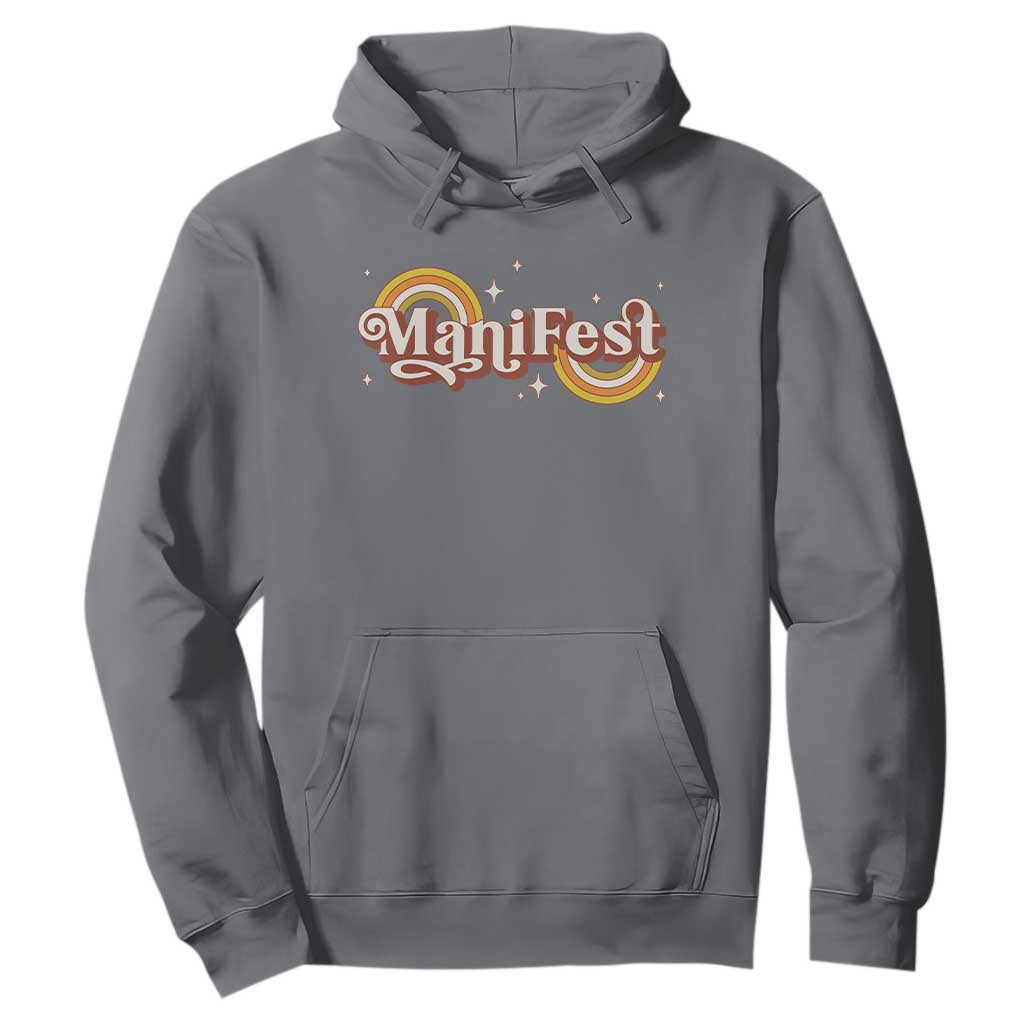 Manifest Hoodie Retro Groovy Rainbow Law Of Attraction TS09 Charcoal Print Your Wear