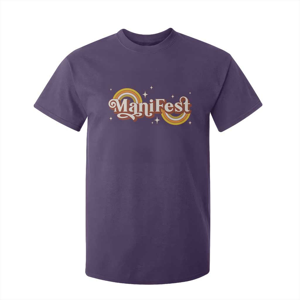 Manifest T Shirt For Kid Retro Groovy Rainbow Law Of Attraction TS09 Purple Print Your Wear