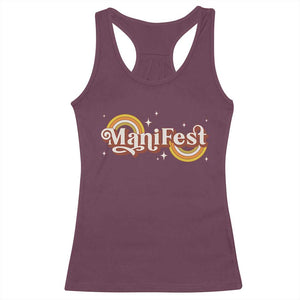 Manifest Racerback Tank Top Retro Groovy Rainbow Law Of Attraction TS09 Maroon Print Your Wear