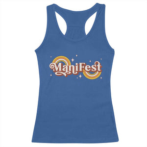 Manifest Racerback Tank Top Retro Groovy Rainbow Law Of Attraction TS09 Royal Blue Print Your Wear