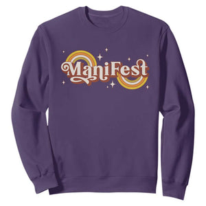 Manifest Sweatshirt Retro Groovy Rainbow Law Of Attraction TS09 Purple Print Your Wear