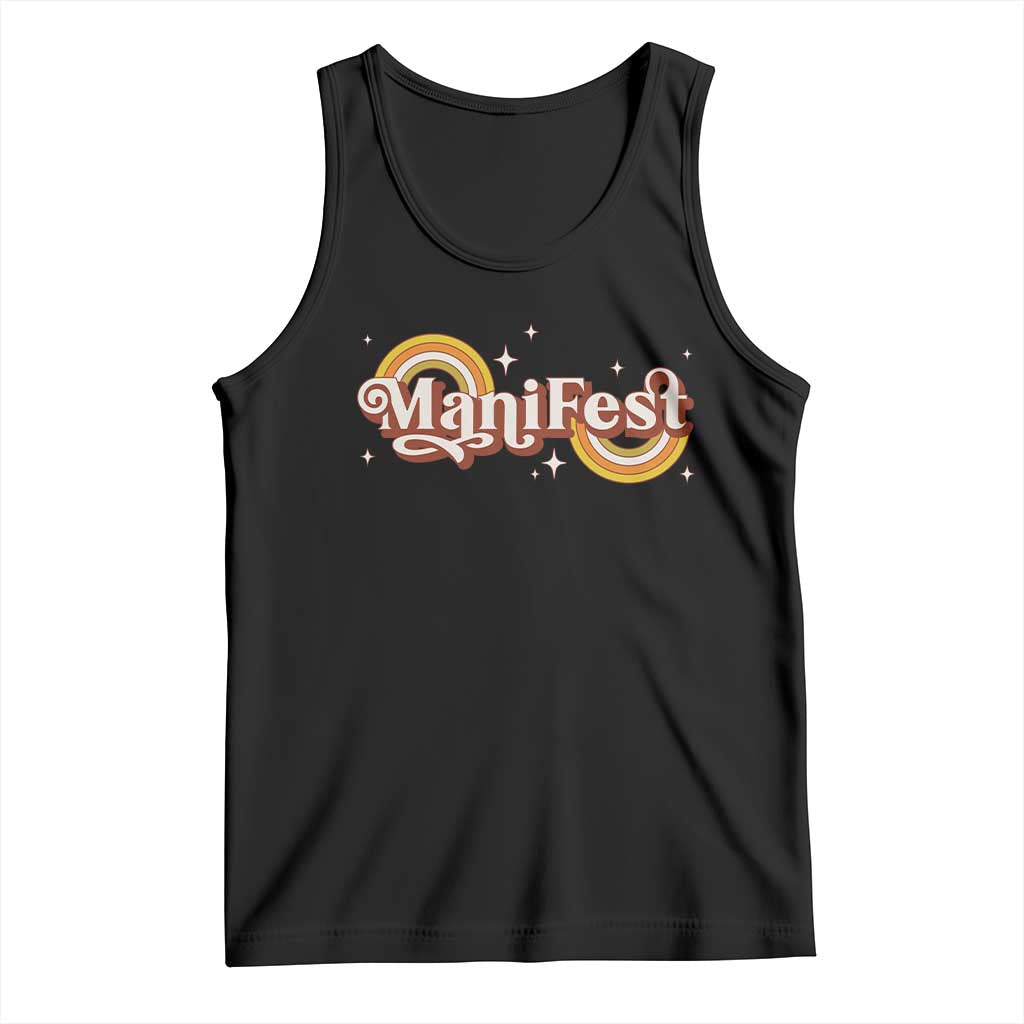 Manifest Tank Top Retro Groovy Rainbow Law Of Attraction TS09 Black Print Your Wear