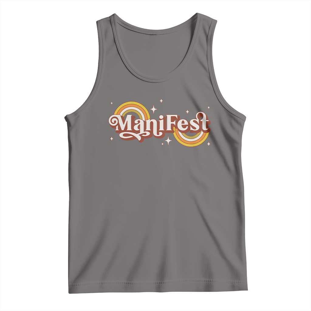 Manifest Tank Top Retro Groovy Rainbow Law Of Attraction TS09 Deep Heather Print Your Wear