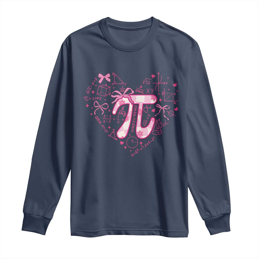 Coquette Pi Day Long Sleeve Shirt Cute Girl Math TS09 Navy Print Your Wear